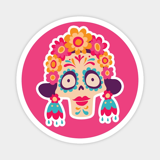 Cute Day of the Dead Sugar Skull Woman Magnet by SLAG_Creative